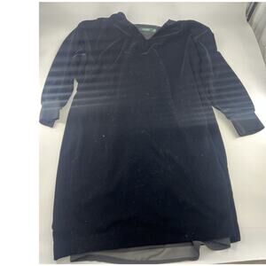 Polo Ralph Lauren Womens Midi Dress Black Size 12 Velvet V Neck Long Sleeve